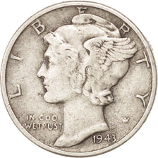 Coin, United States, Mercury Dime, Dime, 1943, U.S. Mint, Philadelphia