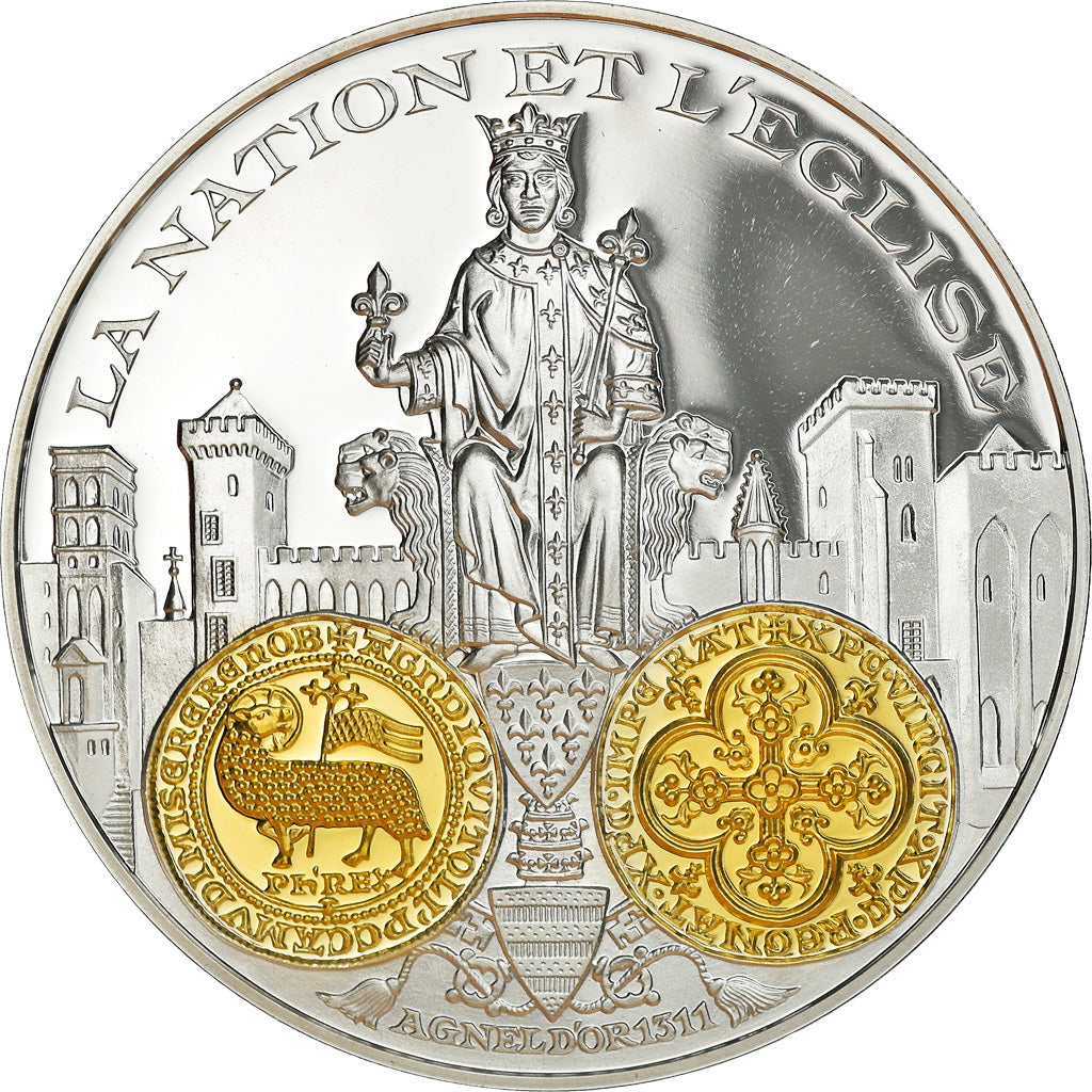 France, Medal, 2000 Ans d'Histoire Monétaire, Agnel d'Or, MS(65-70), Silver