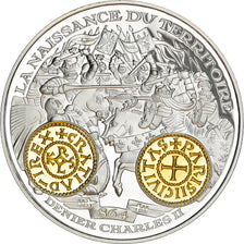 France, Medal, Histoire Monétaire, Denier Charles II, MS(65-70), Silver