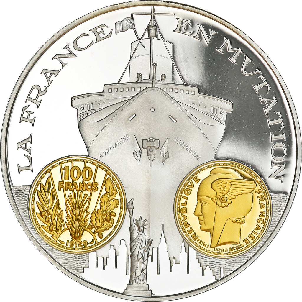 France, Medal, Histoire Monétaire, 100 Francs Bazor, MS(65-70), Silver