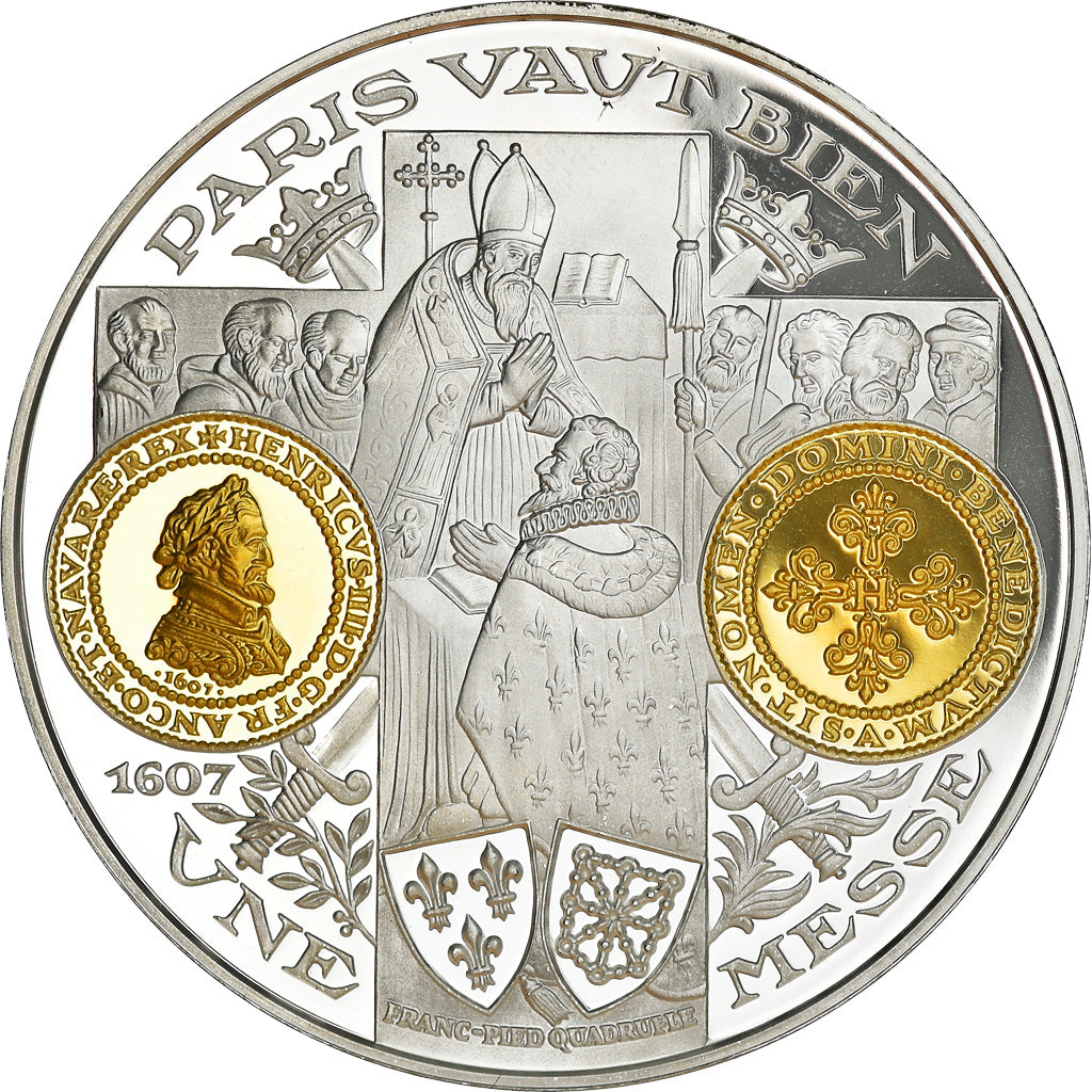 Francia, medaglia, Histoire Monétaire, Franc-Pied Quadruple, FDC, Argento