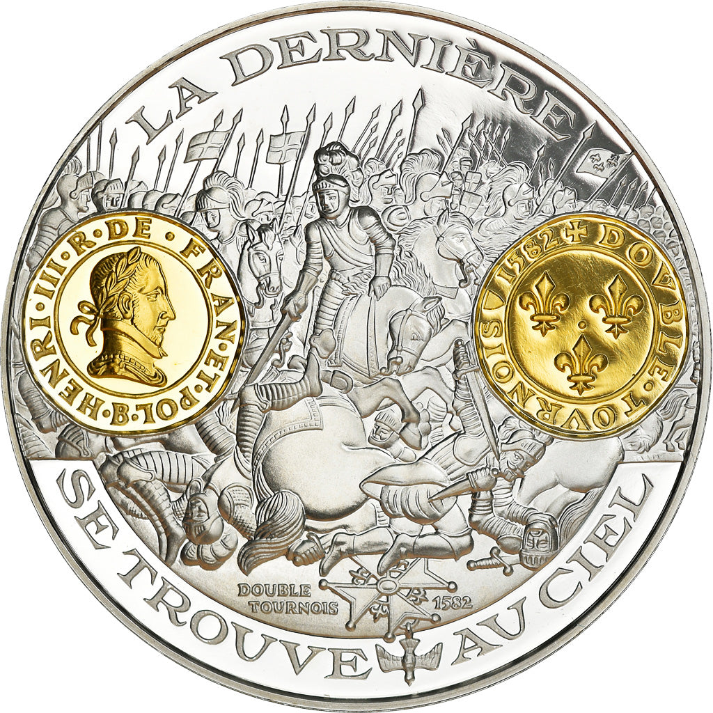 Francia, medalla, Histoire Monétaire, Double Tournois Henri III, FDC, Plata