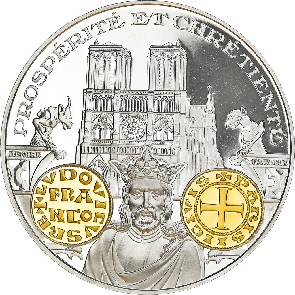 France, Medal, Histoire Monétaire, Denier Parisis, Louis VII, MS(65-70), Silver
