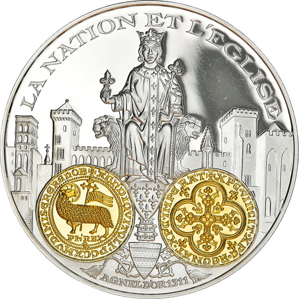 France, Medal, 2000 Ans d'Histoire Monétaire, Agnel d'Or, MS(65-70), Silver