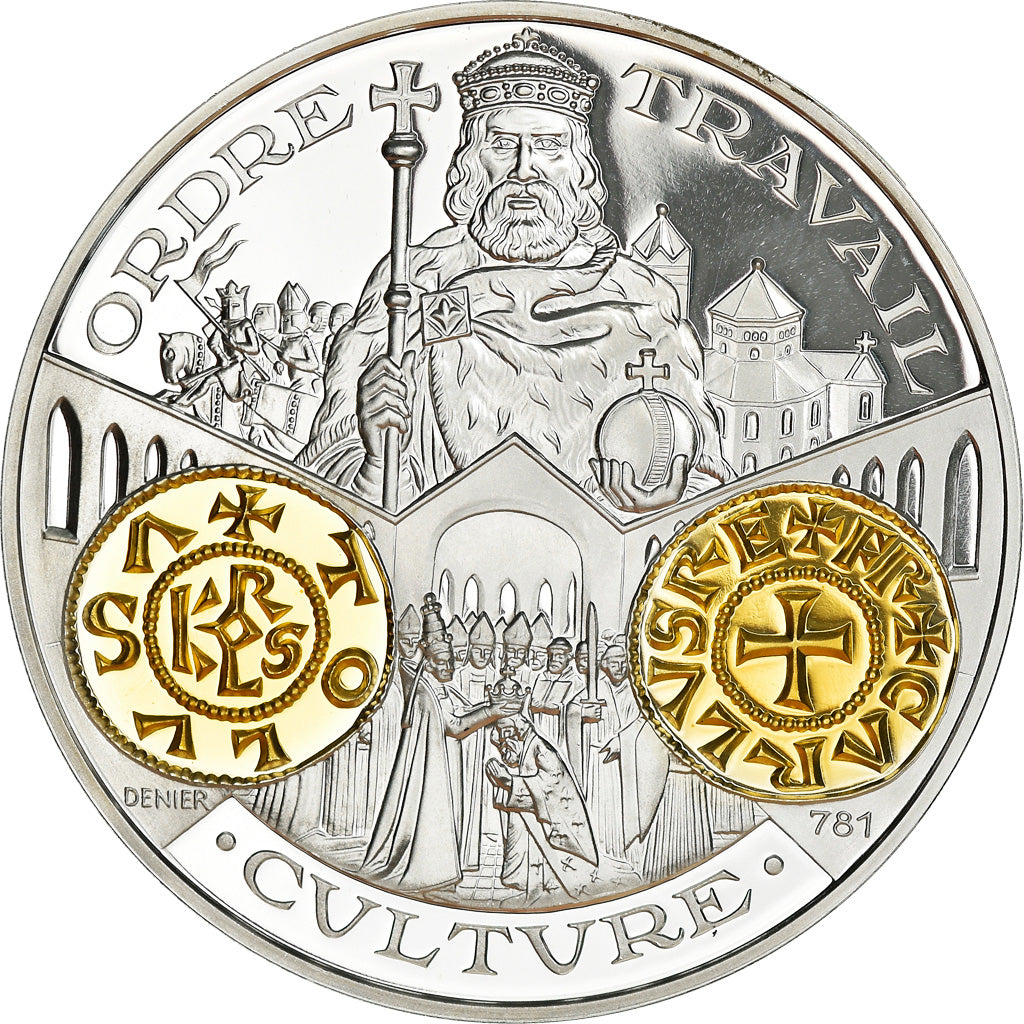 France, Medal, Histoire Monétaire, Denier Carolingien, MS(65-70), Silver