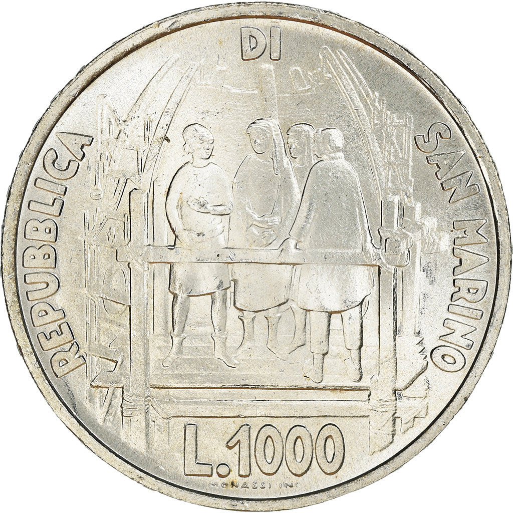 Coin, San Marino, 1000 Lire, 1977, Rome, MS(64), Silver, KM:72