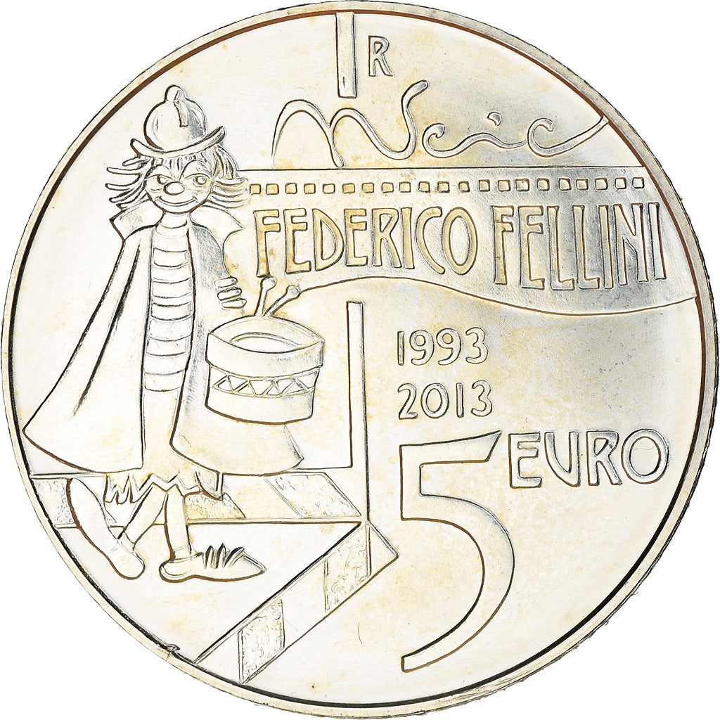 San Marino, 5 Euro, Federico Fellini, 2013, MS(63), Silver