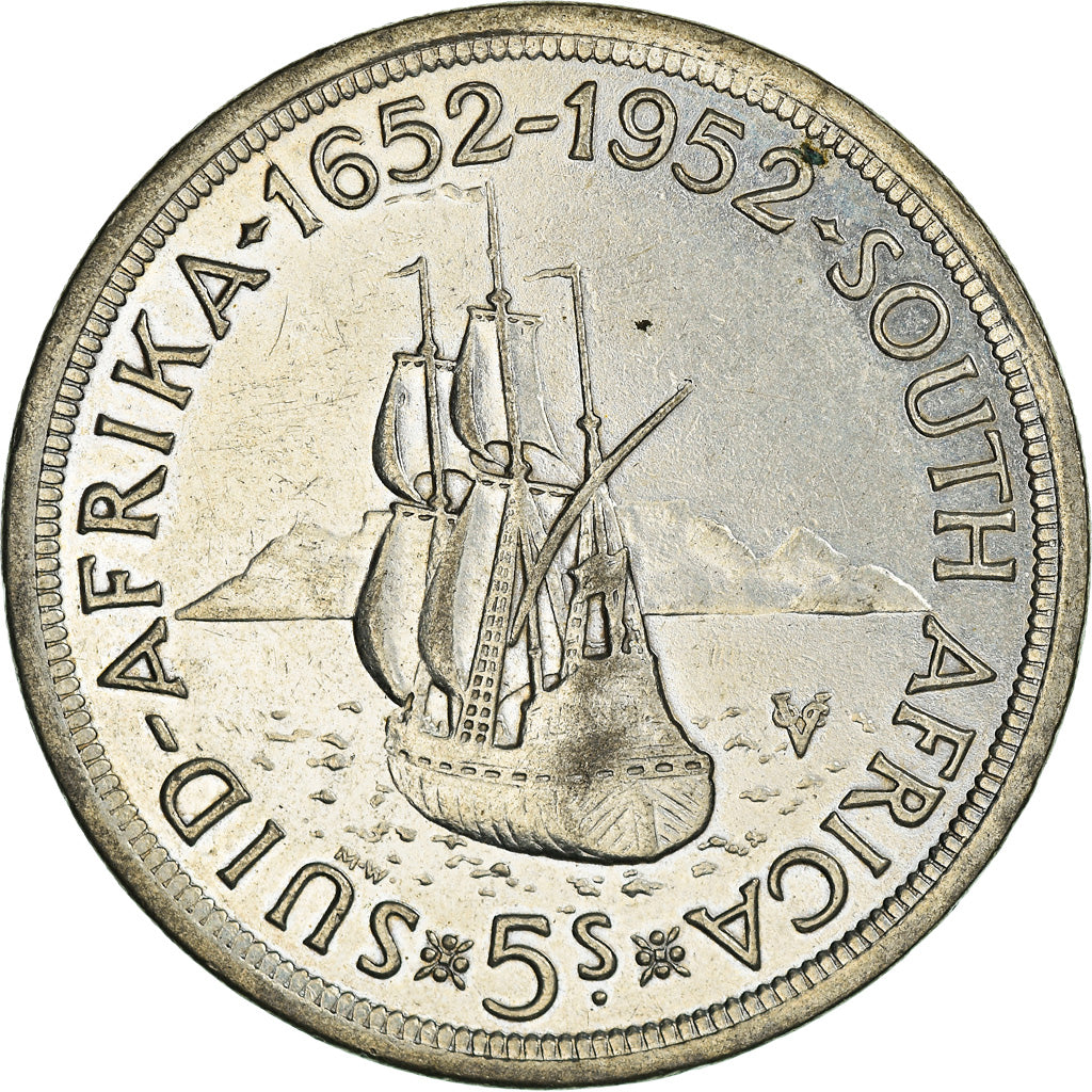 Monnaie, Afrique du Sud, George VI, 5 Shillings, 1952, TTB, Argent, KM:41