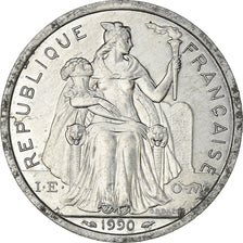 Coin, French Polynesia, 2 Francs, 1990, Paris, EF(40-45), Aluminum, KM:10