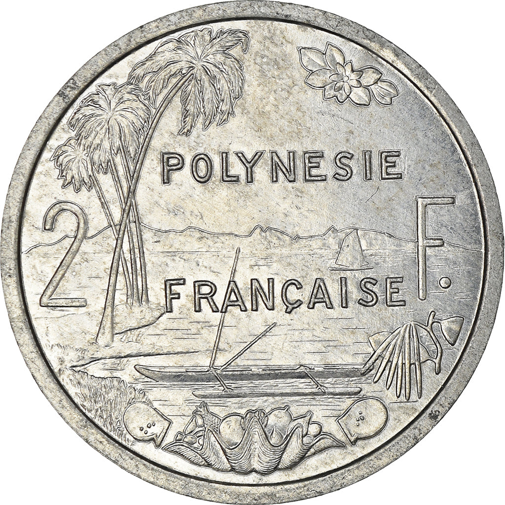 Coin, French Polynesia, 2 Francs, 1990, Paris, EF(40-45), Aluminum, KM:10