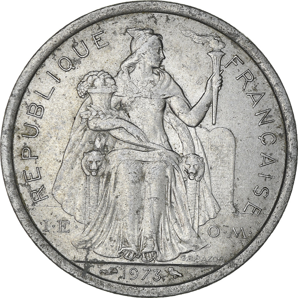Coin, French Polynesia, 2 Francs, 1973, Paris, EF(40-45), Aluminum, KM:10