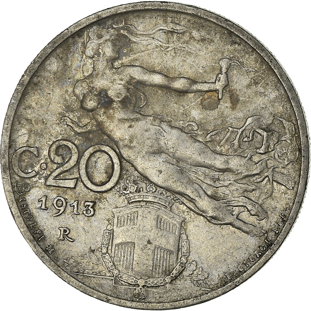 Moneta, Italia, Vittorio Emanuele III, 20 Centesimi, 1913, Rome, MB, Nichel