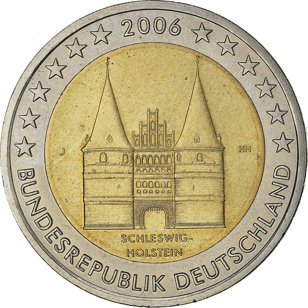 GERMANY - FEDERAL REPUBLIC, 2 Euro, 2006, Hambourg, MS(63), Bi-Metallic, KM:253