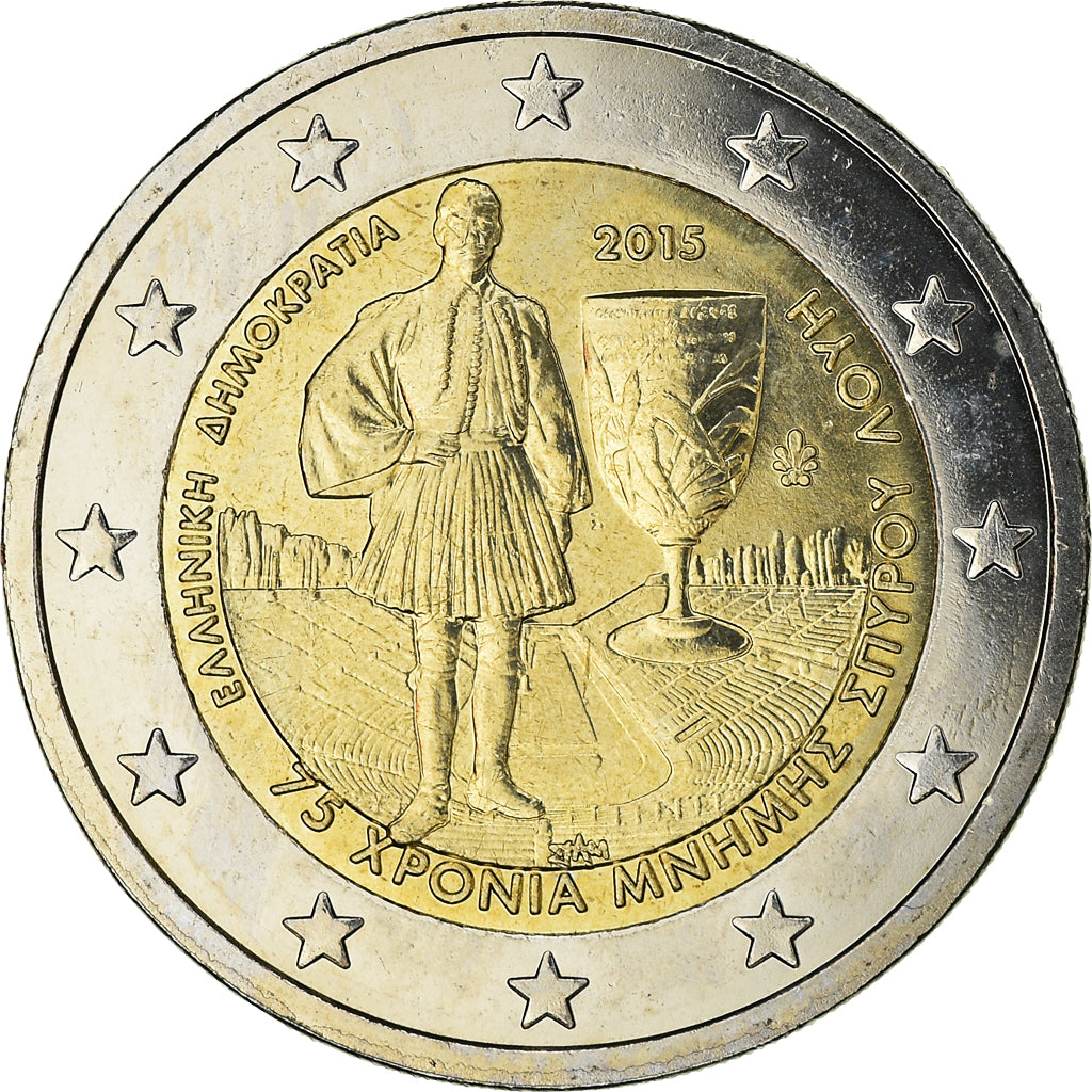 Grèce, 2 Euro, Spyridon Louis, 2015, Athènes, SPL, Bi-Metallic, KM:New