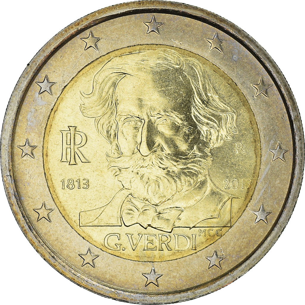 Italy, 2 Euro, Giuseppe Verdi, 2013, Rome, MS(63), Bi-Metallic