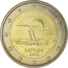 Letonia, 2 Euro, Cigogne, 2015, SC+, Bimetálico