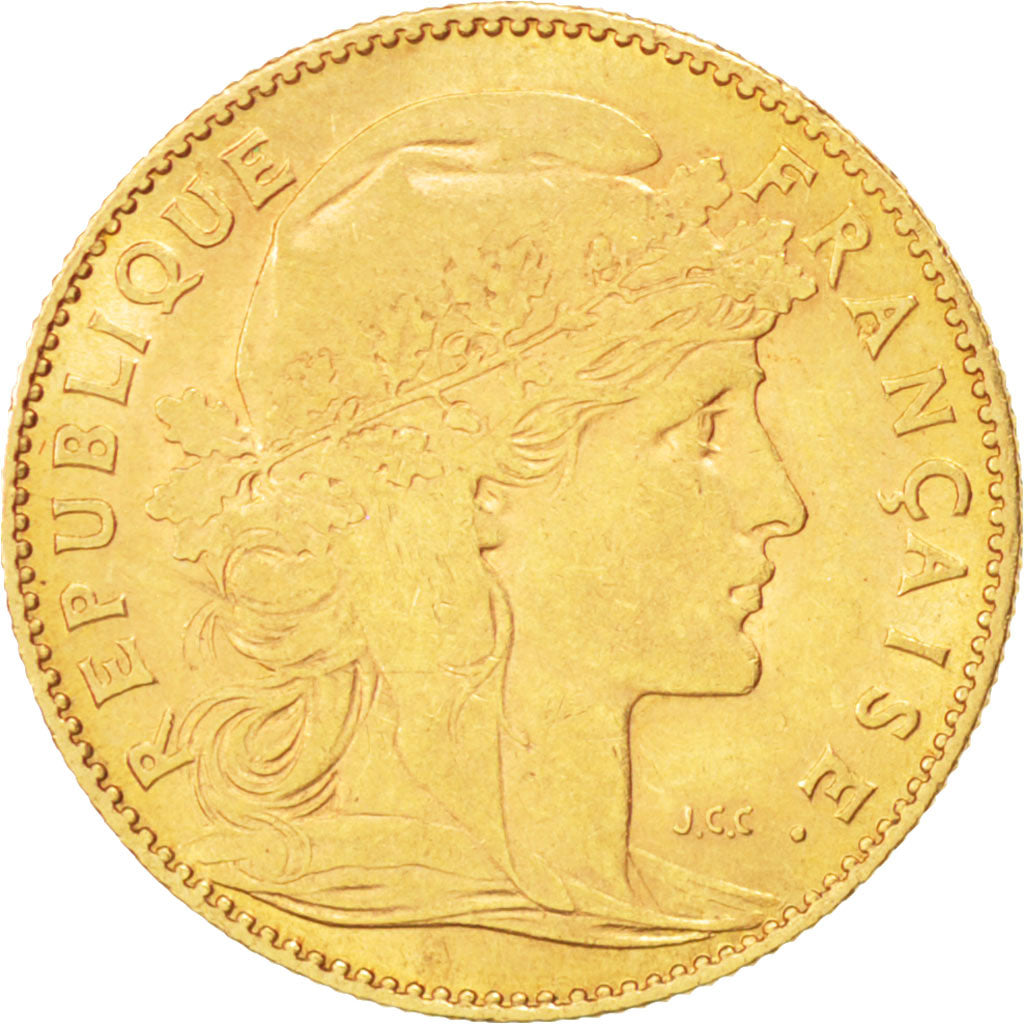 FRANCE, Marianne, 10 Francs, 1900, Paris, KM #846, EF(40-45), Gold, Gadoury...
