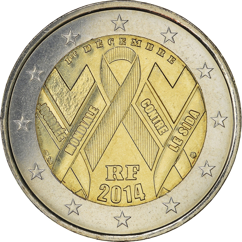 France, 2 Euro, Sida, 2014, MS(64), Bi-Metallic, Gadoury:19