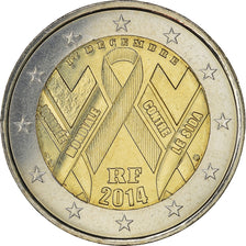 France, 2 Euro, Sida, 2014, MS(64), Bi-Metallic, Gadoury:19