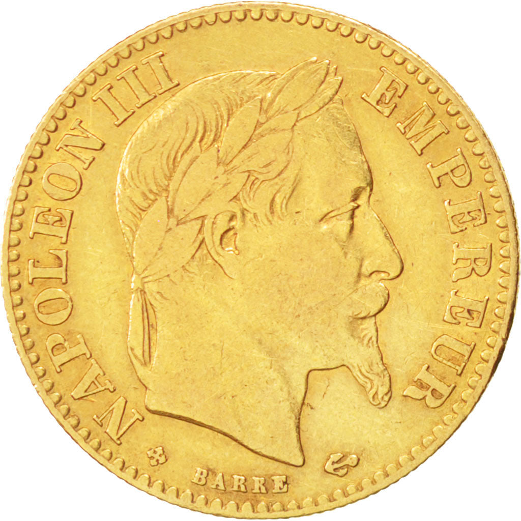 FRANCE, Napoléon III, 10 Francs, 1862, Strasbourg, KM #800.2, VF(20-25), Gold, G