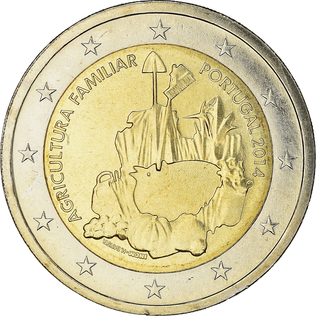 Portugal, 2 Euro, Agricultura familiar, 2014, Lisbon, MS(63), Bimetaliczny