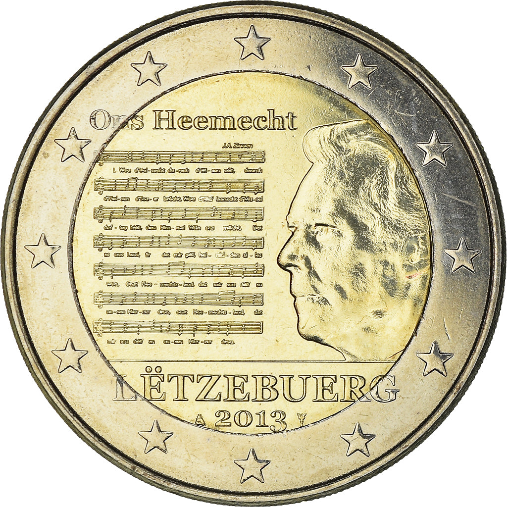Luxemburgo, 2 Euro, Hymne National, 2013, Utrecht, MS(63), Bimetálico