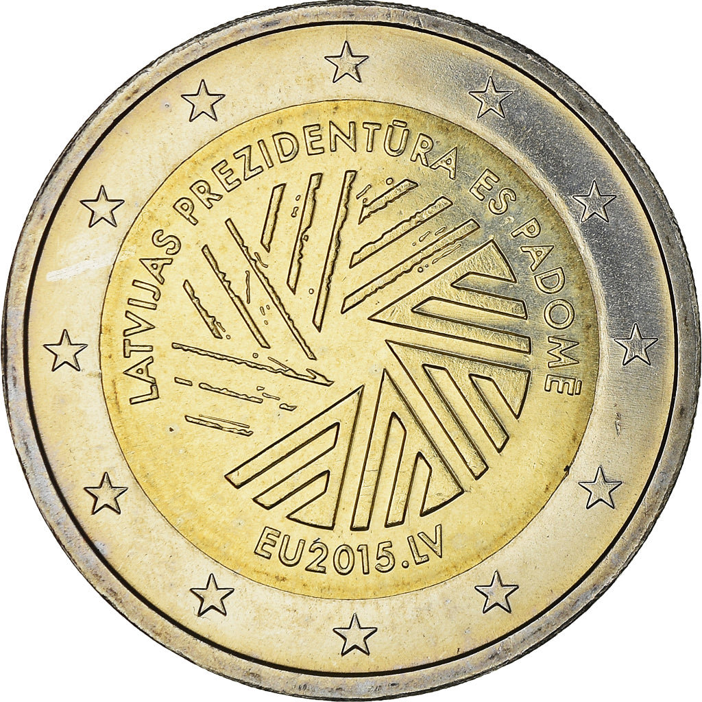 Latvia, 2 Euro, Présidence de l'UE, 2015, MS(63), Bi-Metallic, KM:New