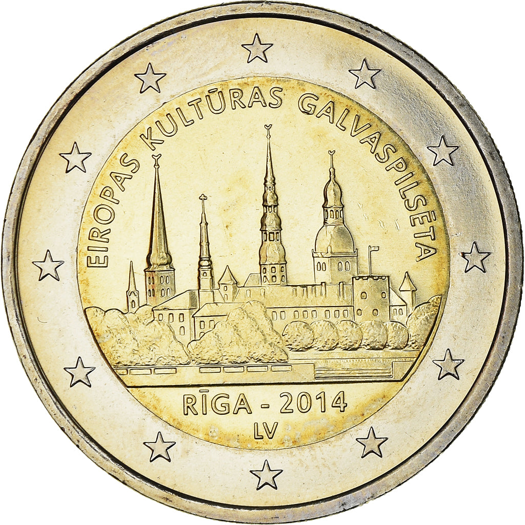 Latvia, 2 Euro, Riga, 2014, Stuttgart, MS(63), Bi-Metallic, KM:157