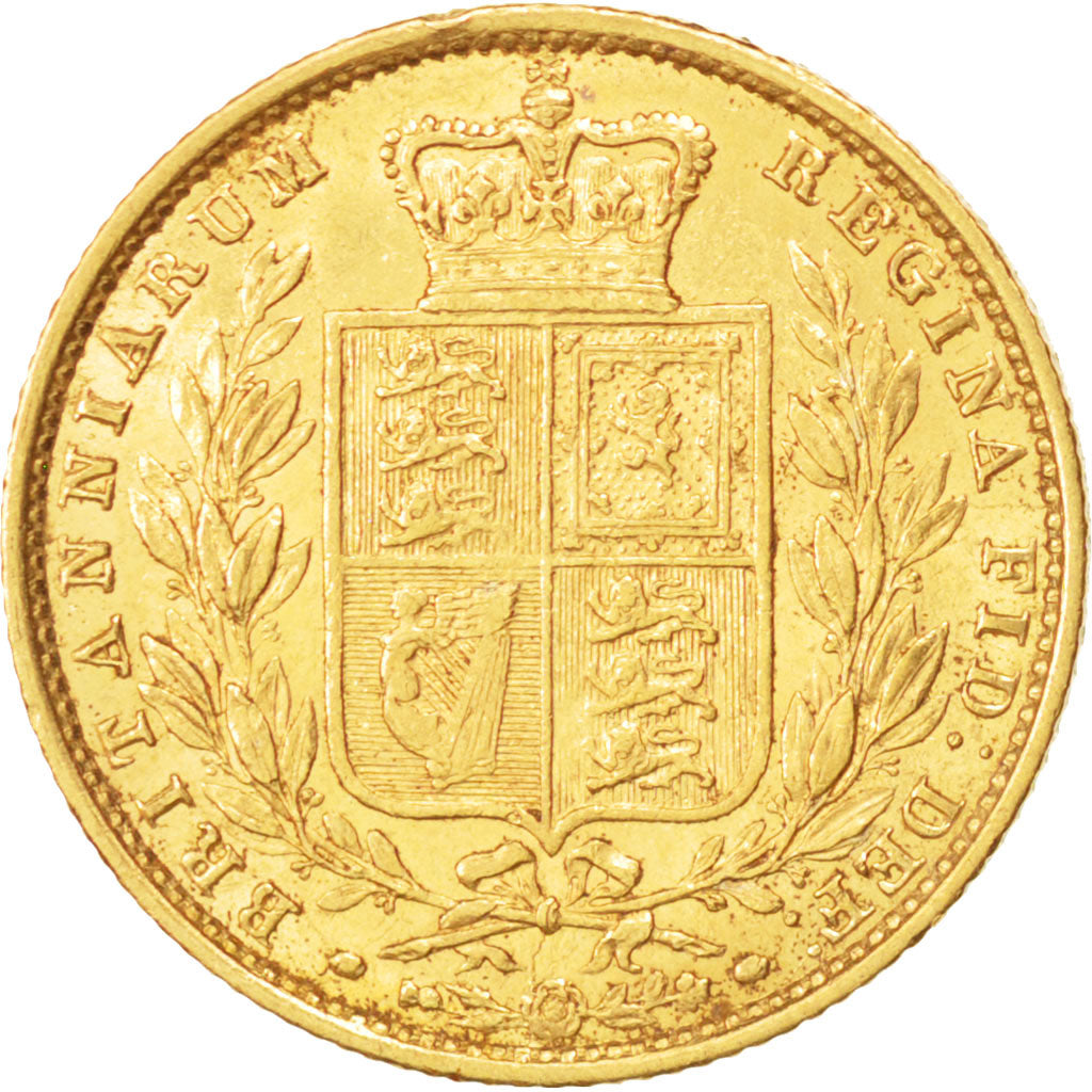 GREAT BRITAIN, Sovereign, 1857, KM #736.1, AU(55-58), Gold, 7.98