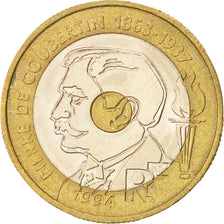 Francia, Pierre de Coubertin, 20 Francs, 1994, SPL-, Tri-metallico, KM:1036,...