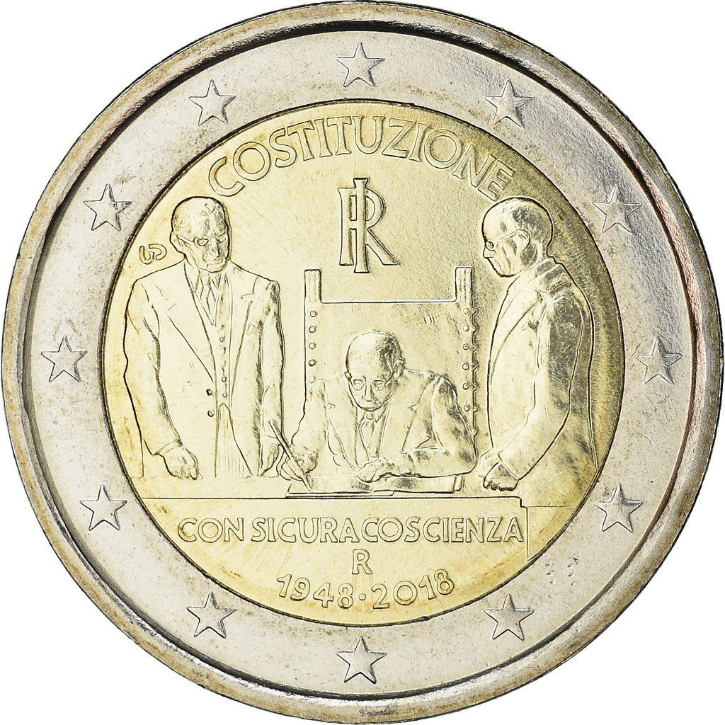 Itália, 2 Euro, 70e anniversaire de la constitution italienne, 2018, MS(63)
