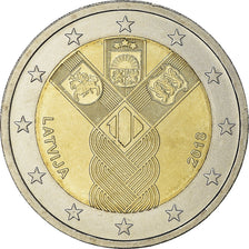 Latvia, 2 Euro, 100 ans des pays baltes, 2018, MS(63), Bi-Metallic