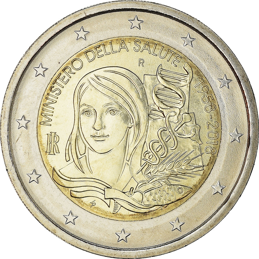 Italien, 2 Euro, Ministry of Health, 2018, UNZ, Bi-Metallic