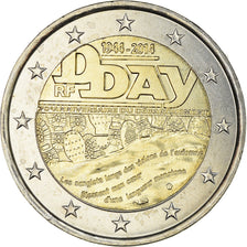France, 2 Euro, D-Day, 2014, MS(63), Bi-Metallic