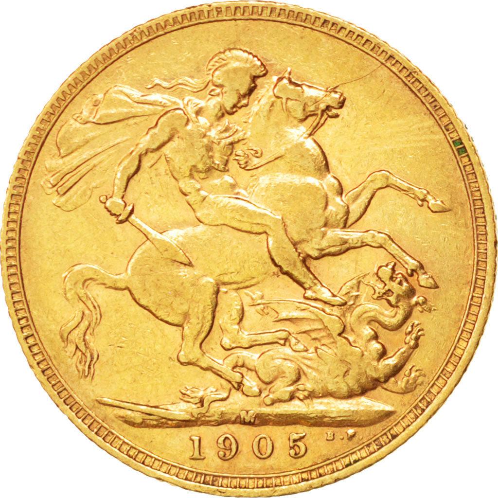 AUSTRALIA, Sovereign, 1905, Melbourne, KM #15, EF(40-45), Gold, 21, 7.96