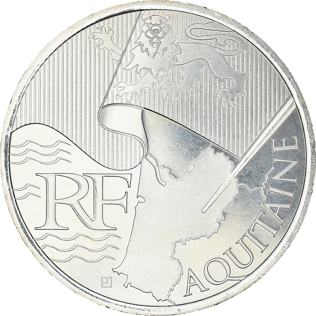 France, 10 Euro, Aquitaine, 2010, Paris, MS(63), Silver, KM:1645