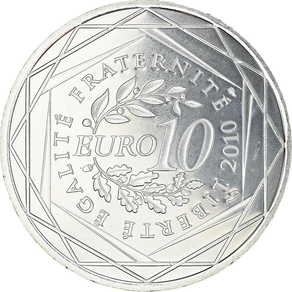 France, 10 Euro, Aquitaine, 2010, Paris, MS(63), Silver, KM:1645