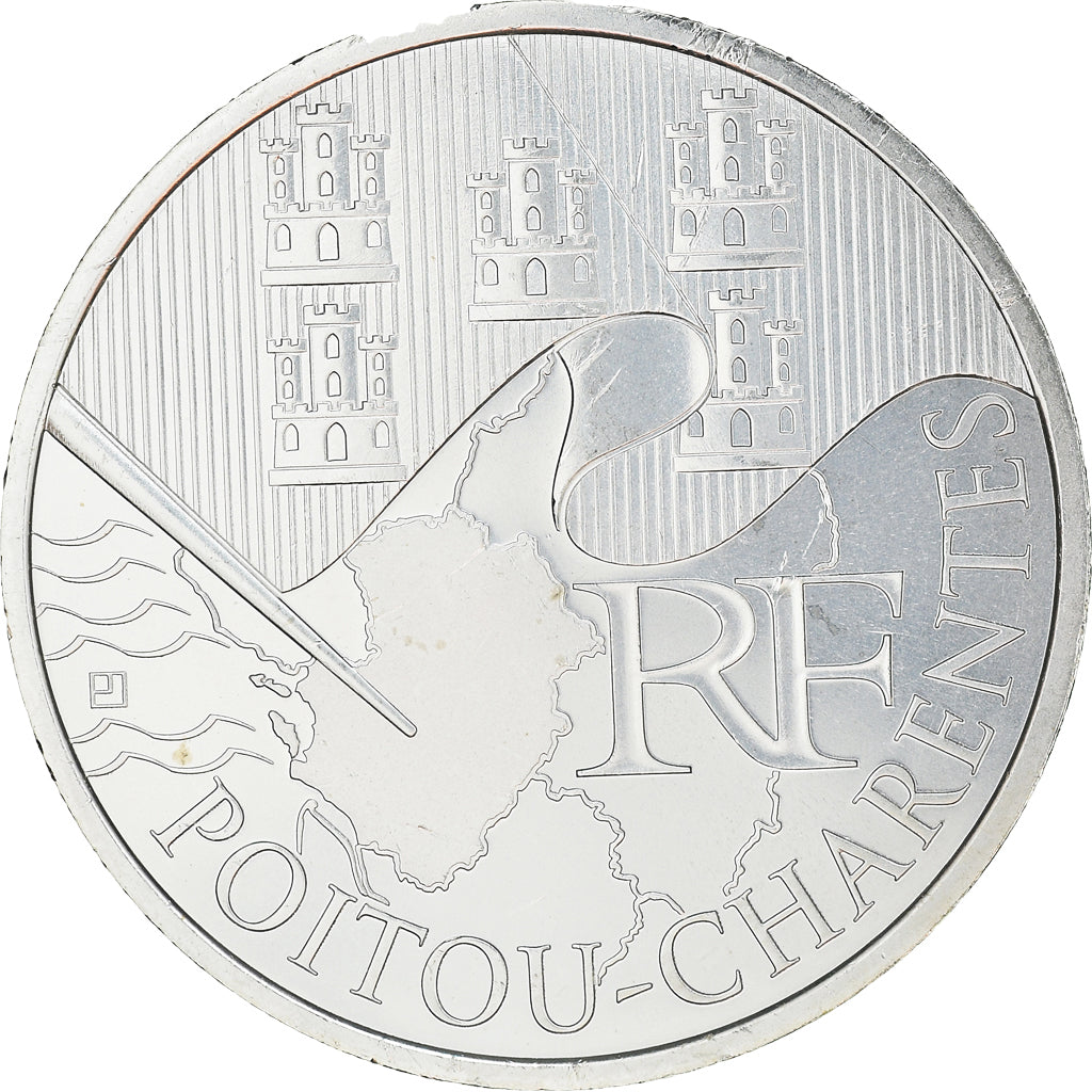 France, 10 Euro, Poitou-Charentes, 2010, Paris, MS(63), Silver, KM:1667