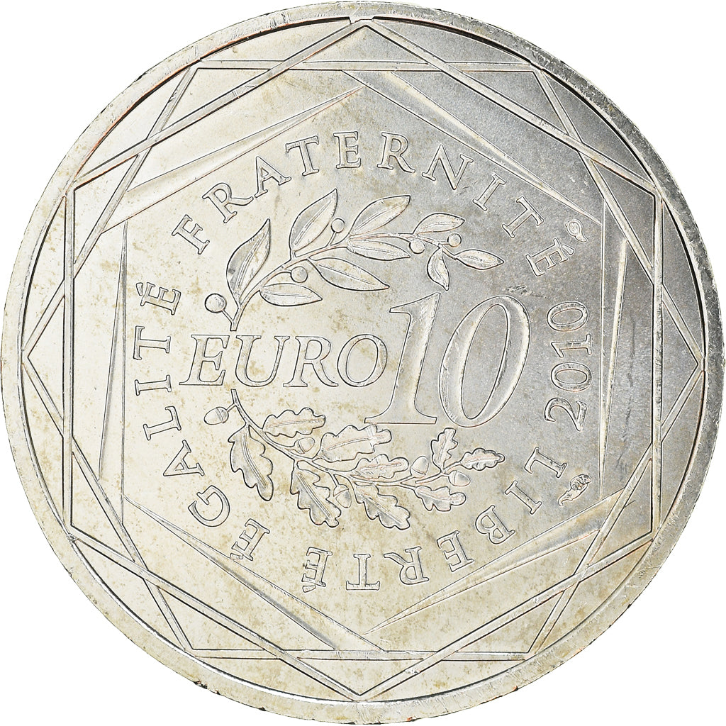 France, 10 Euro, Languedoc-Rousillon, 2010, Paris, MS(63), Silver, KM:1659
