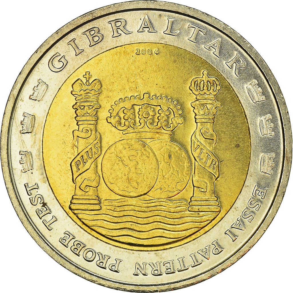 Gibraltar, Fantasy euro patterns, 2 Euro, 2004, Proof, MS(65-70), Bi-Metallic