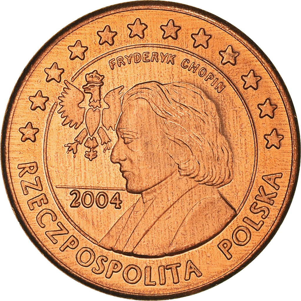 Poland, Fantasy euro patterns, 5 Euro Cent, Frédéric Chopin, 2004, Proof