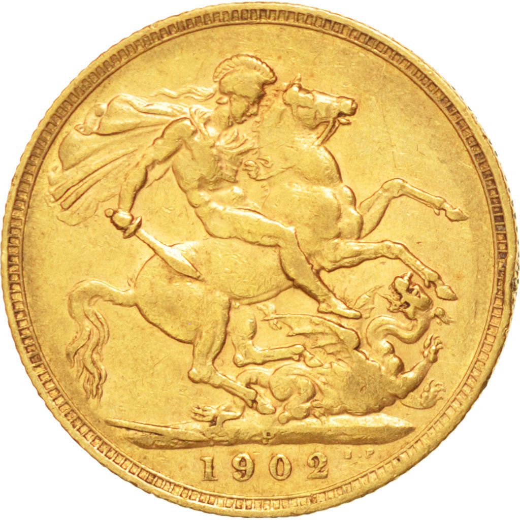 AUSTRALIA, Sovereign, 1902, Perth, KM #15, EF(40-45), Gold, 21, 7.97