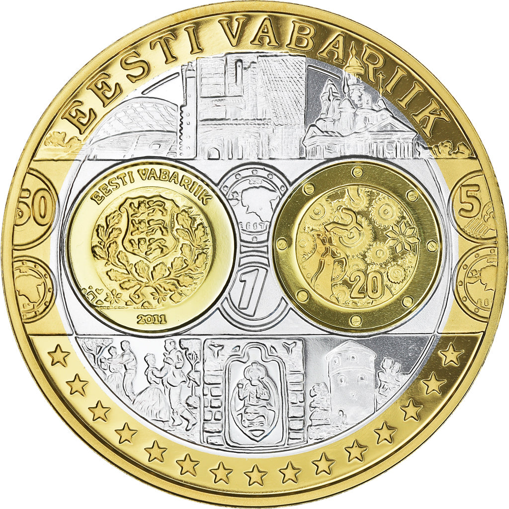 Estonia, medaglia, Euro, Europa, SPL+, Argento