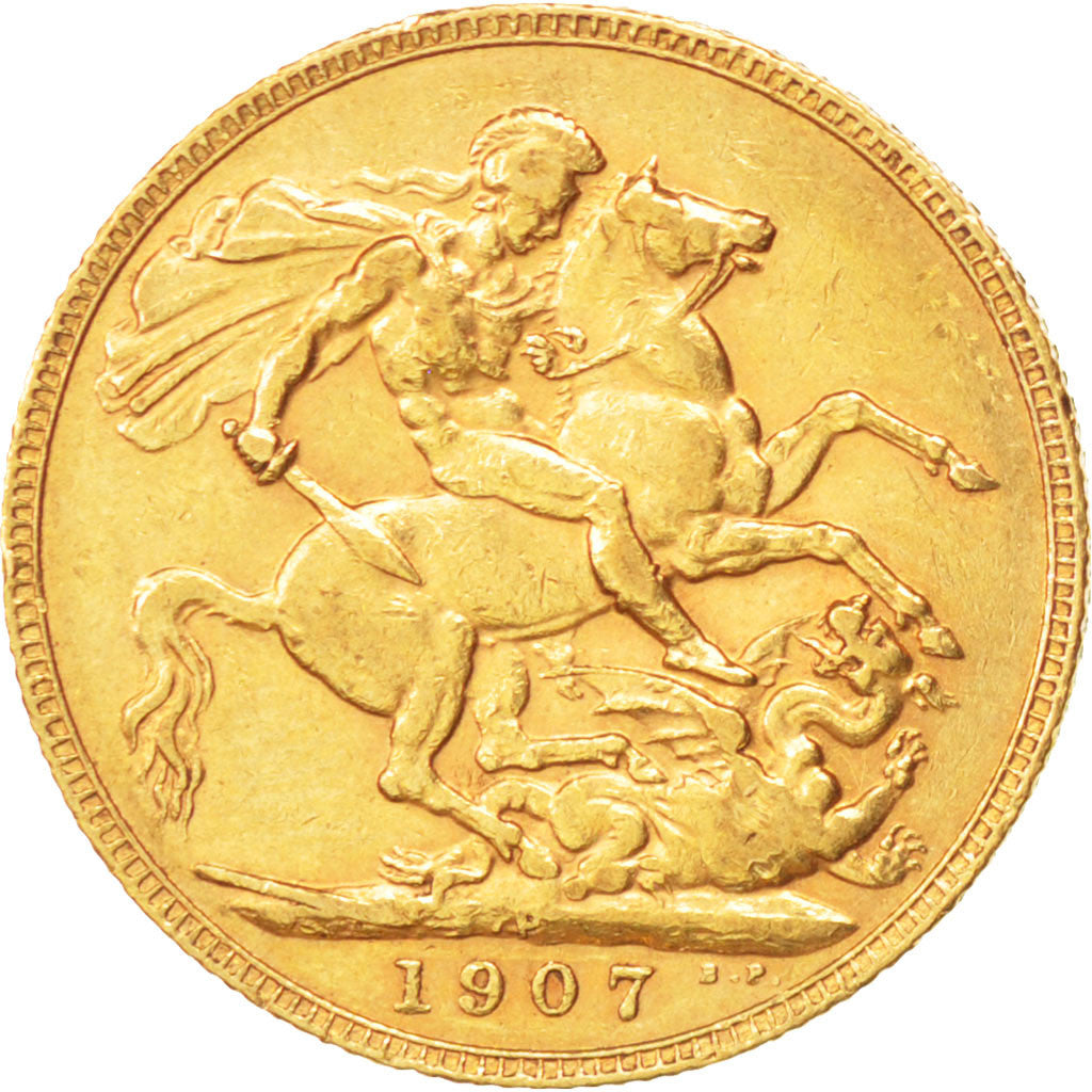 AUSTRALIA, Sovereign, 1907, Perth, KM #15, EF(40-45), Gold, 21, 7.95