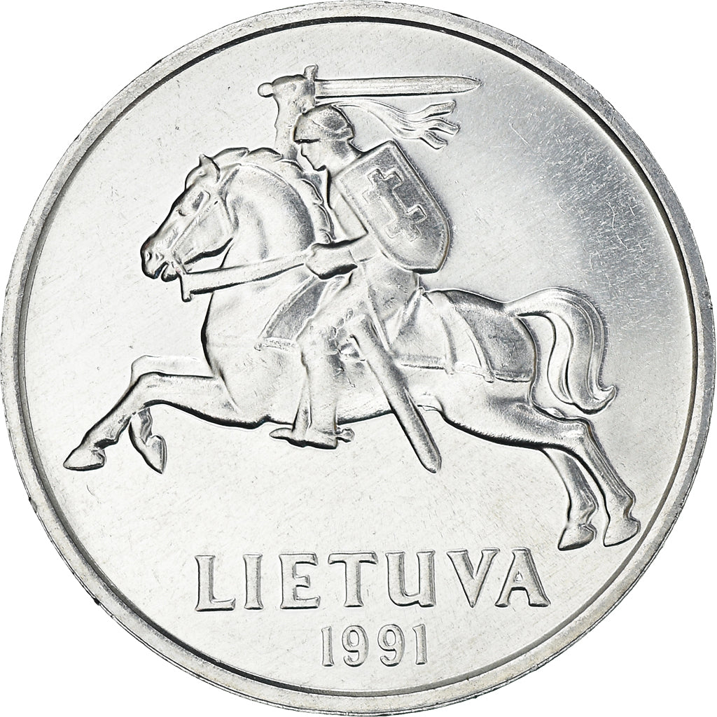 Coin, Lithuania, 5 Centai, 1991, MS(60-62), Aluminum, KM:87