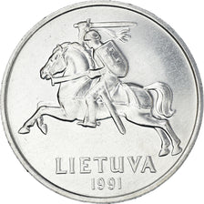 Coin, Lithuania, 5 Centai, 1991, MS(60-62), Aluminum, KM:87