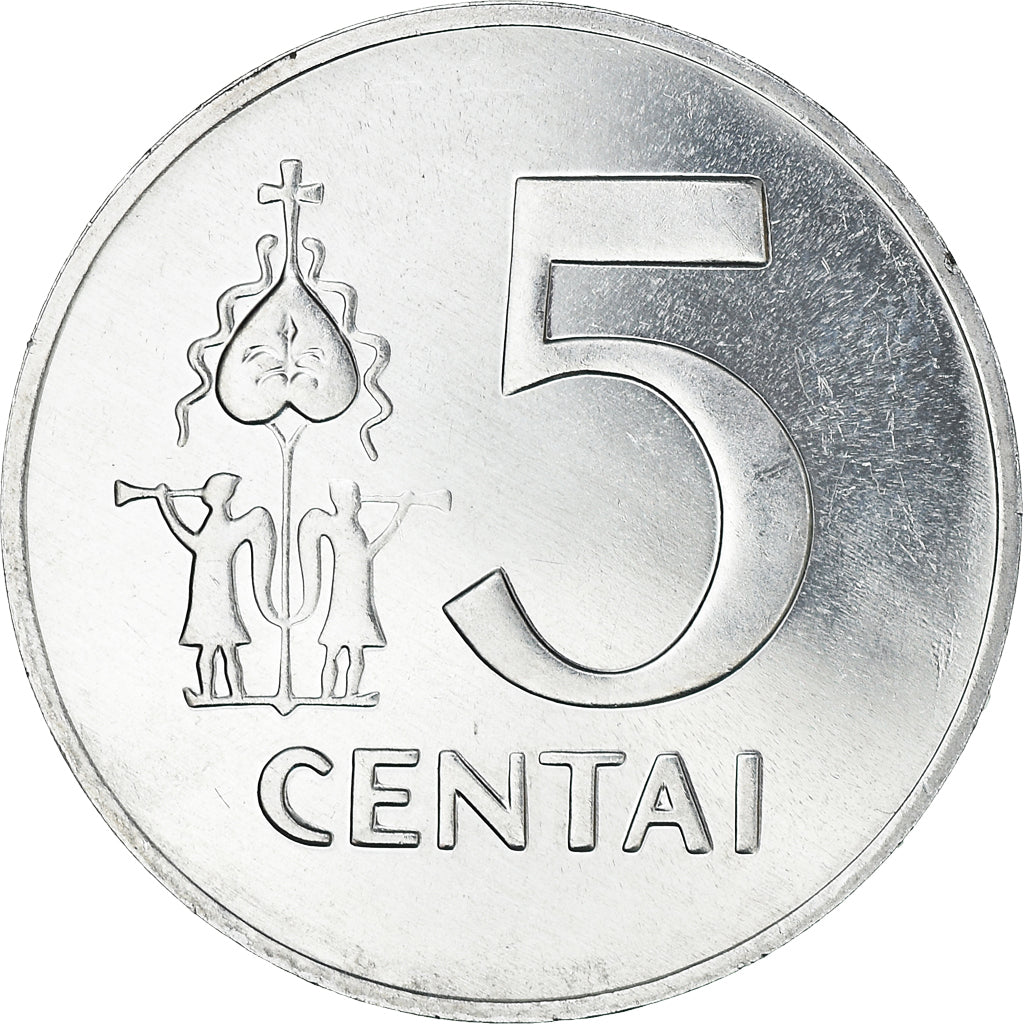 Coin, Lithuania, 5 Centai, 1991, MS(60-62), Aluminum, KM:87