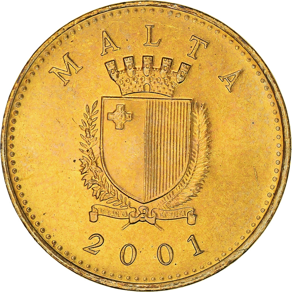 Coin, Malta, Cent, 2001, British Royal Mint, MS(60-62), Nickel-brass, KM:93