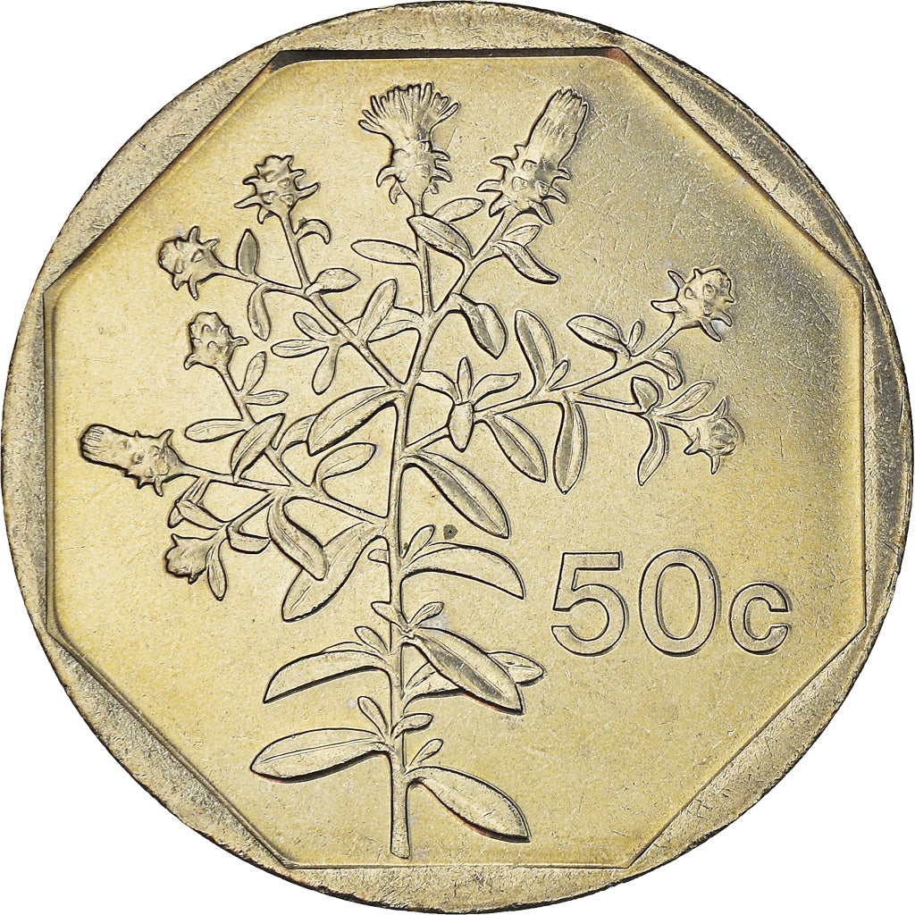 Coin, Malta, 50 Cents, 2001, MS(60-62), Copper-nickel, KM:98