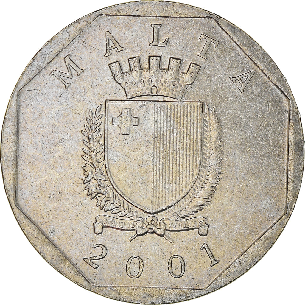 Coin, Malta, 50 Cents, 2001, MS(60-62), Copper-nickel, KM:98